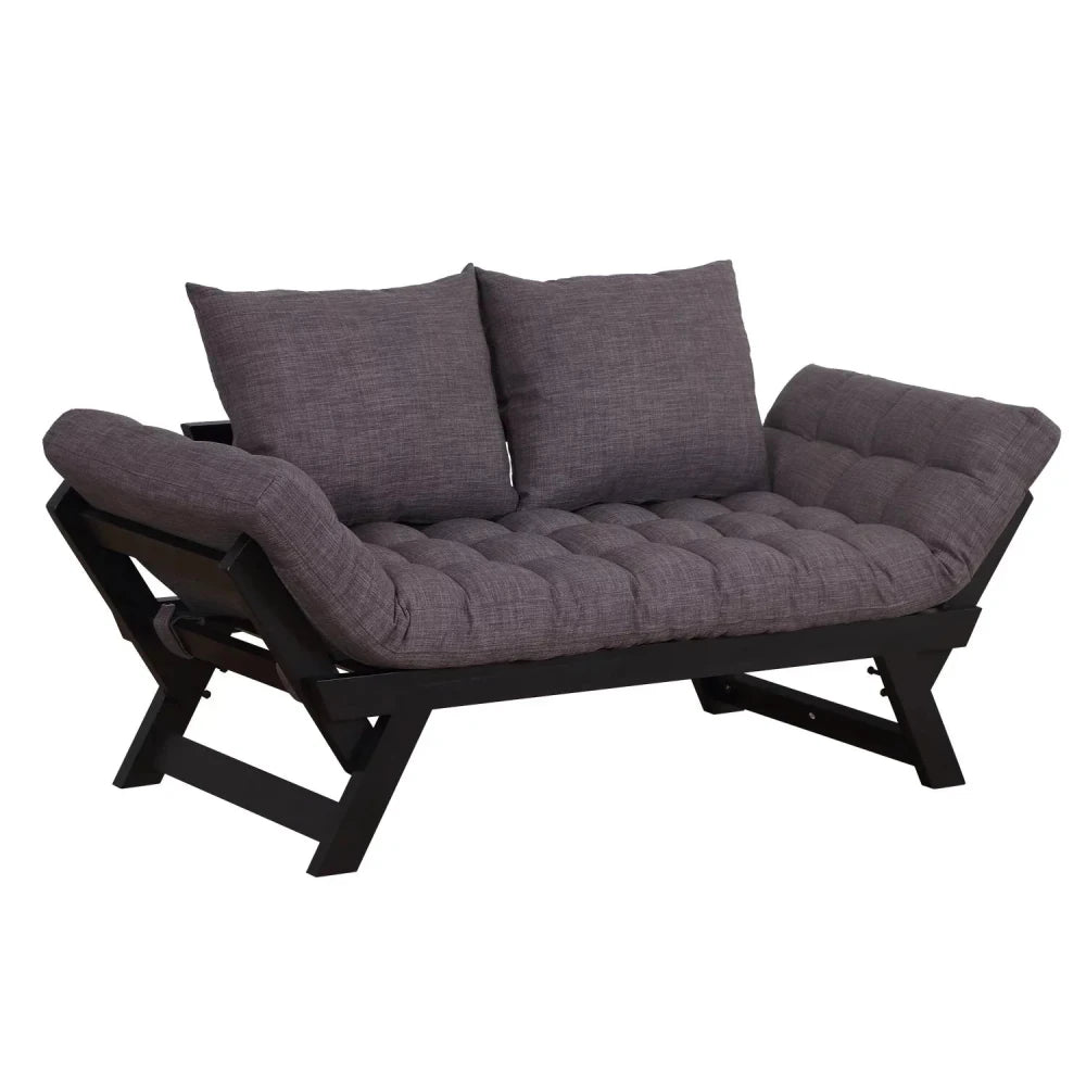Chenille Flared Arm Sleeper - 3 Position Convertible Chaise Lounger Sofa Bed with 2 Large Pillows - myhomestore.com.pk