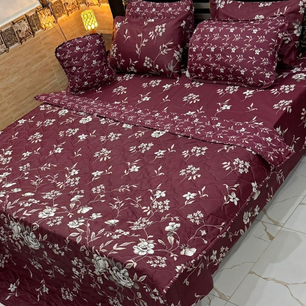 Classic Design Printed Bedspread Set – 7 Pieces - myhomestore.com.pk