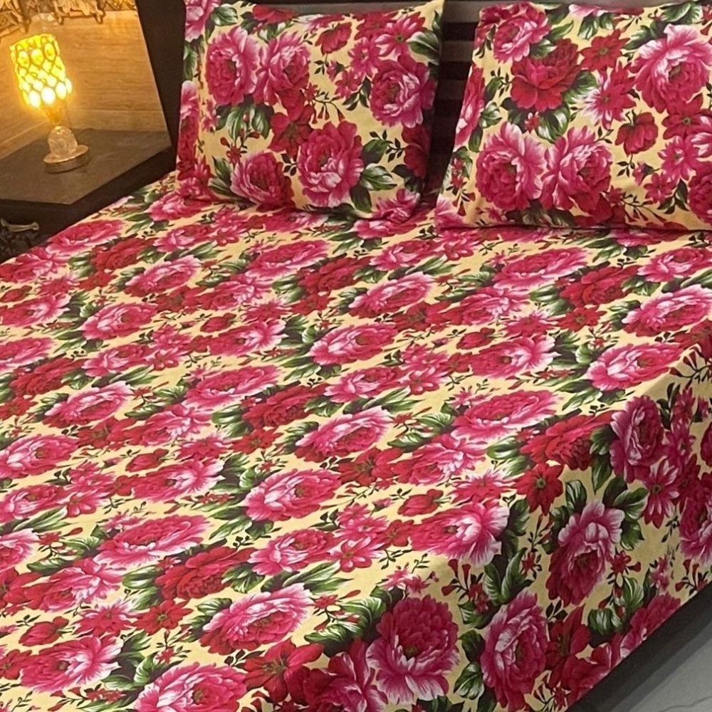 Colorful Floral Print Bedsheet - myhomestore.com.pk