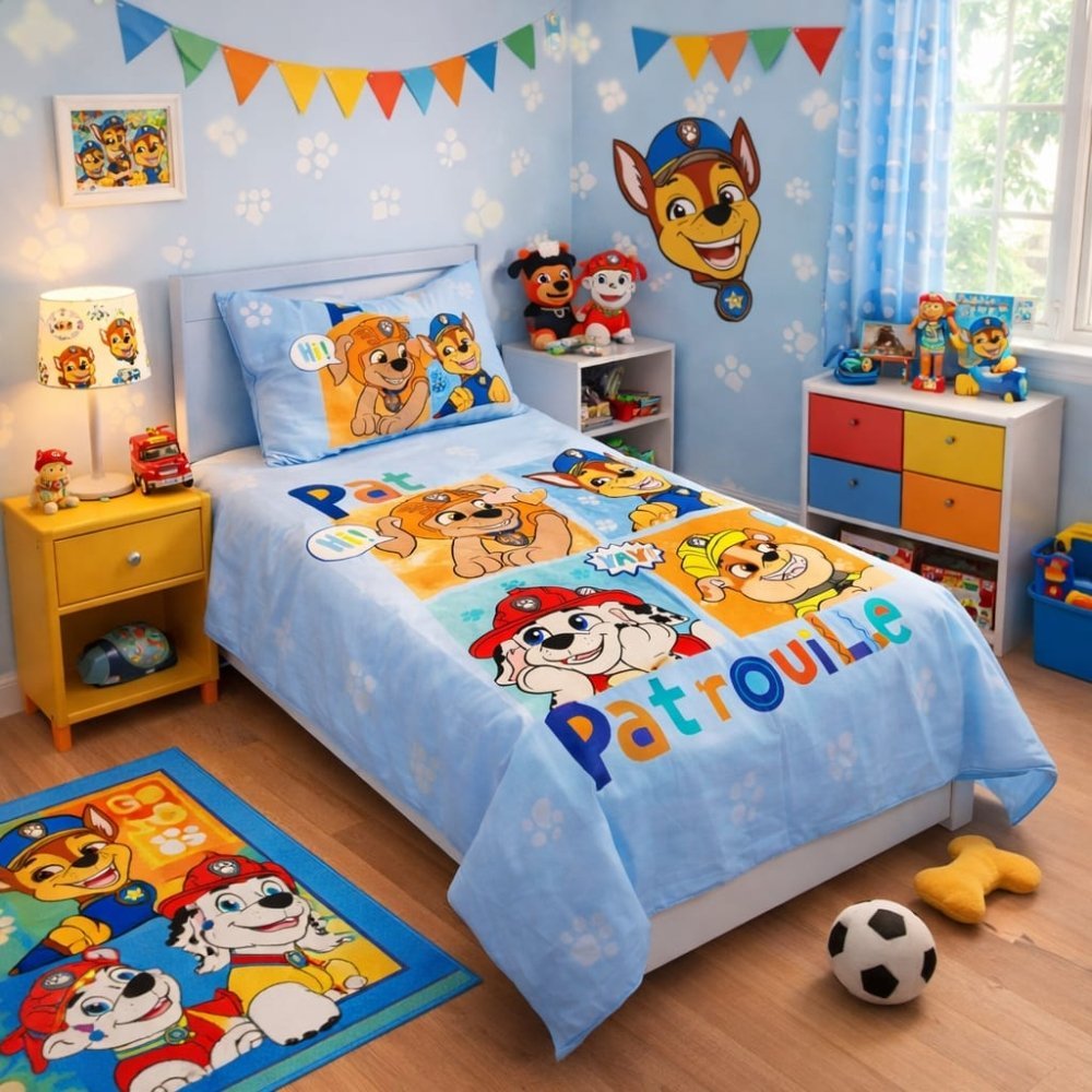 Colorful Paw Patrol Kids Bed - sheet - myhomestore.com.pk