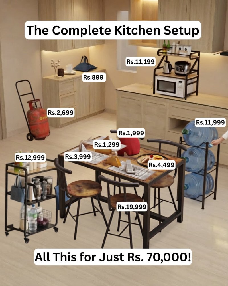 Complete Modern Kitchen Setup – Dining, Storage & Kitchen Accessories Package - myhomestore.com.pk