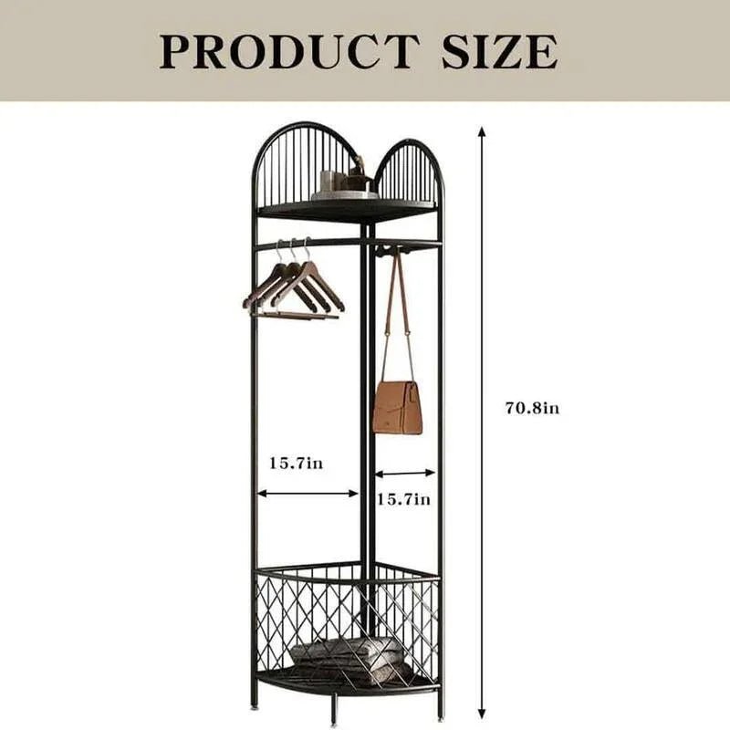 Corner clothing rack with storage basket - myhomestore.com.pk