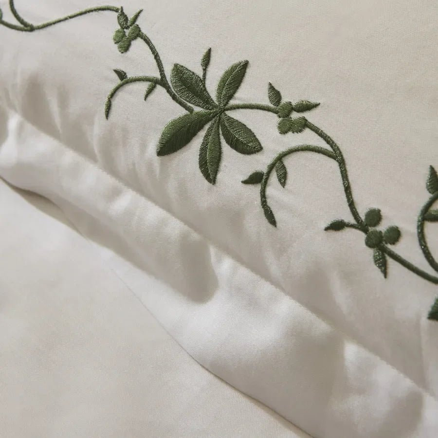 Cotton satin Bamboo Embroidery Duvet Set - myhomestore.com.pk