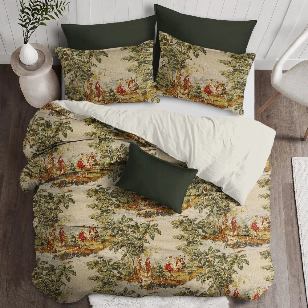 Countryside Charm Duvet Set – Vintage Red Floral Bedding with Classic Print - myhomestore.com.pk