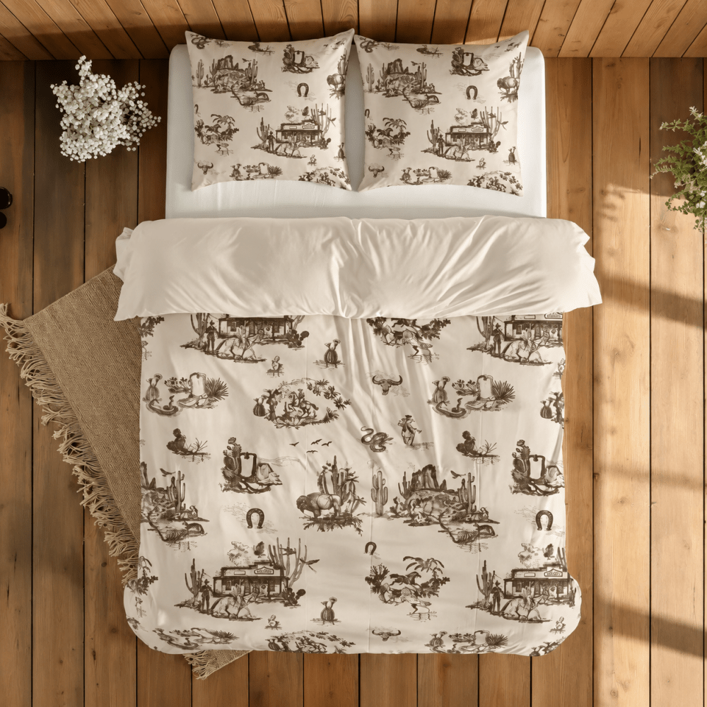 Cowboy Scene Printed Duvet Set β Western Style Printed Bedding - myhomestore.com.pk