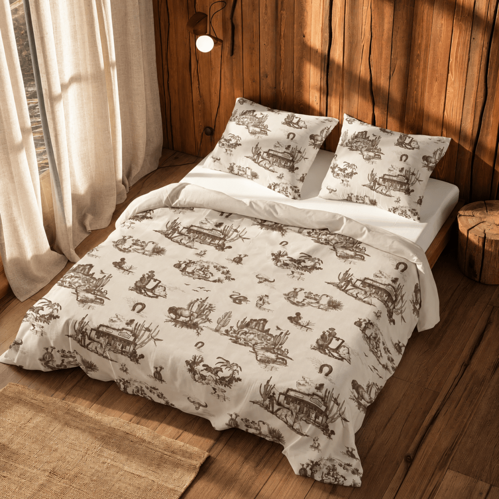 Cowboy Scene Printed Duvet Set β Western Style Printed Bedding - myhomestore.com.pk