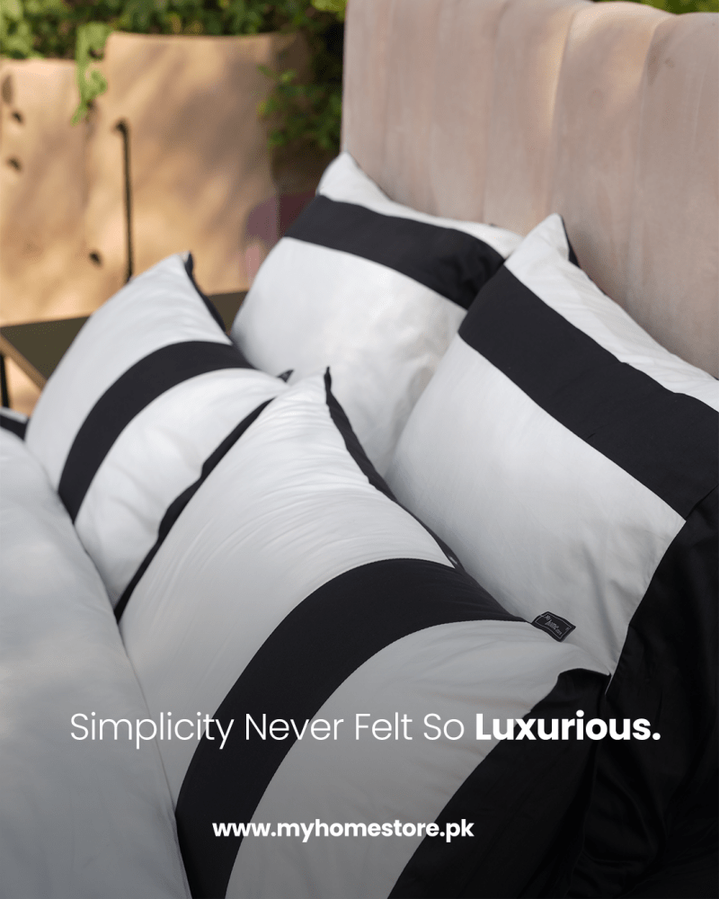 Cream & Black Duvet Set – Modern Stylish Bedding - myhomestore.com.pk