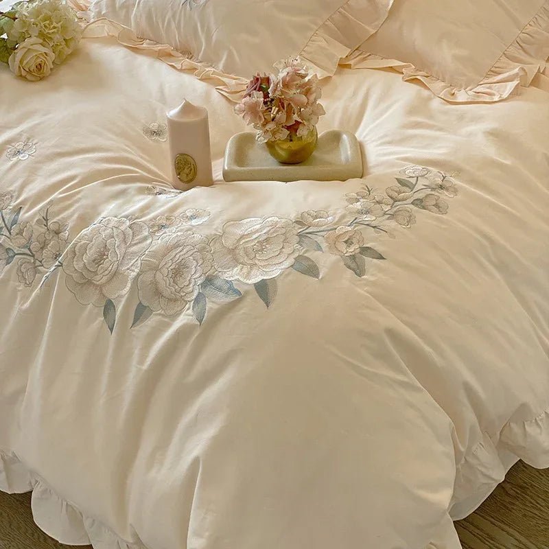 Cream Embroidery Duvet Set - myhomestore.com.pk