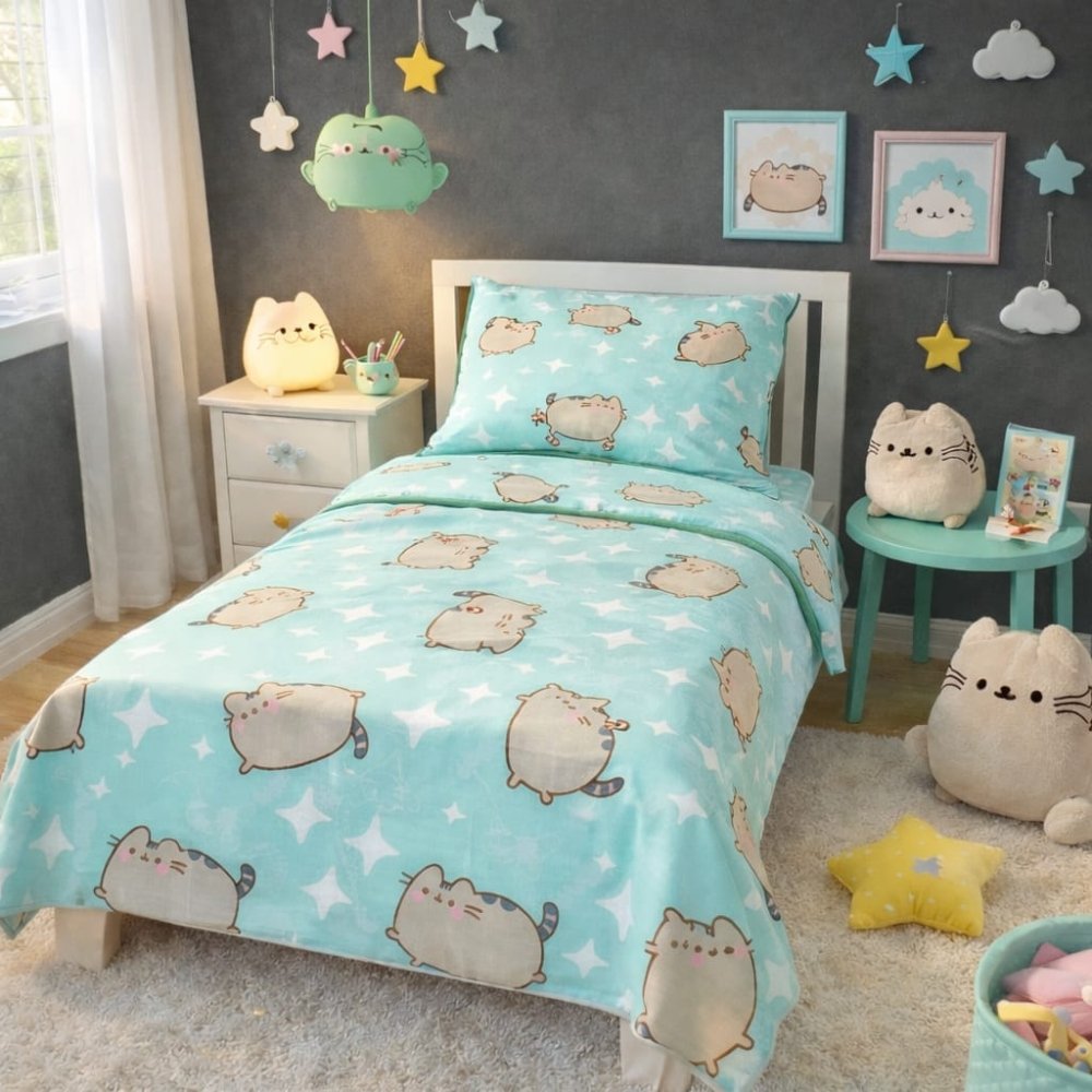 Cute Cat Printed Kids Bed - Sheet - myhomestore.com.pk