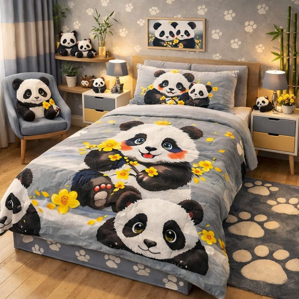 Cute Panda Kids Printed Bed - sheet - myhomestore.com.pk