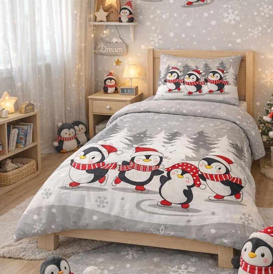 Cute Penguin Kids Bed-sheet - myhomestore.com.pk