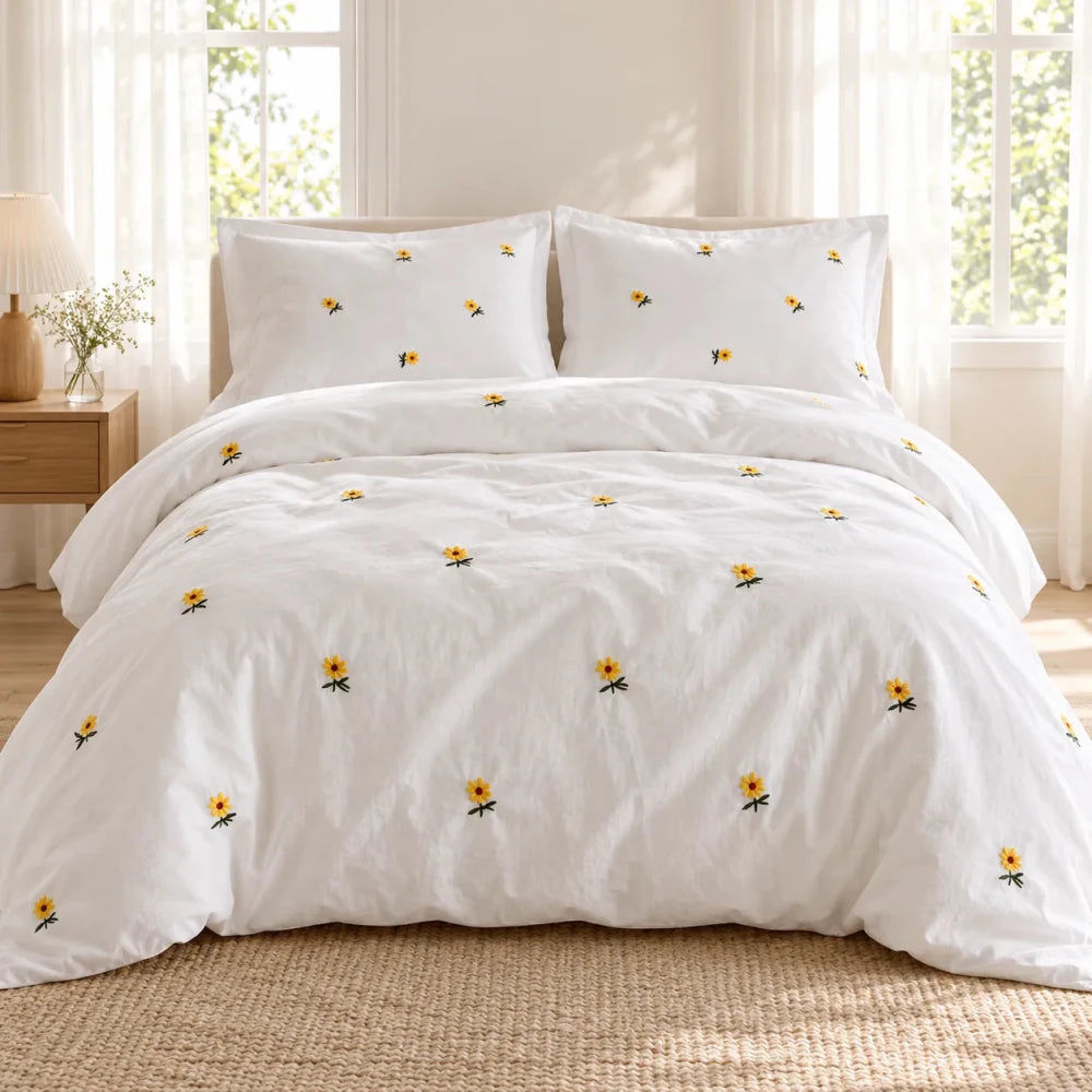 Daisy Flower Embroidered Elegance - myhomestore.com.pk