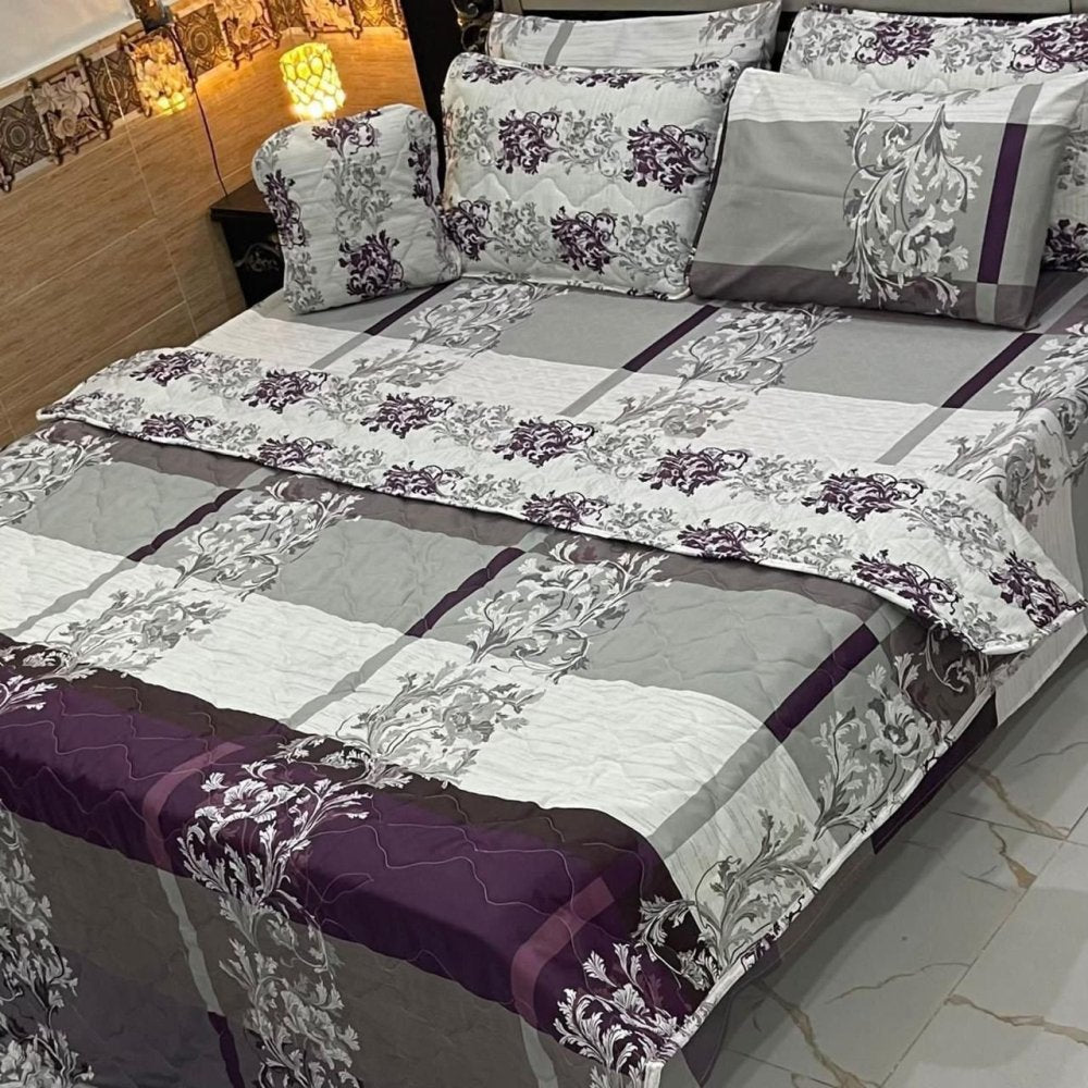 Designer Style Printed Bedspread Set – 7 Pcs - myhomestore.com.pk