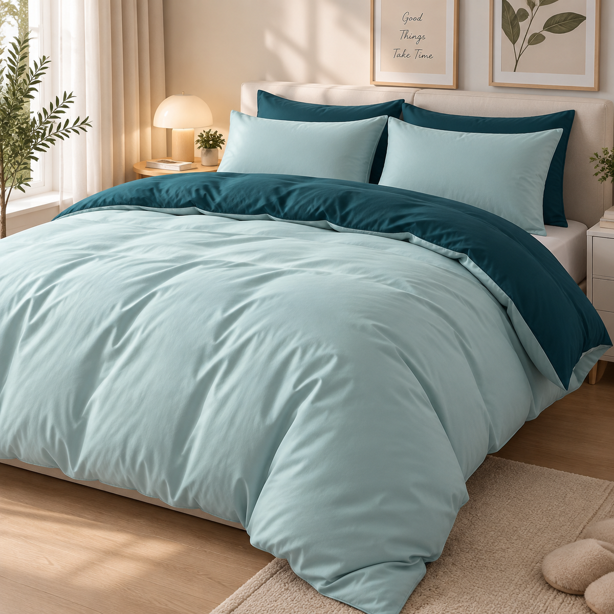 Sage Green & Beige Luxury Duvet Set