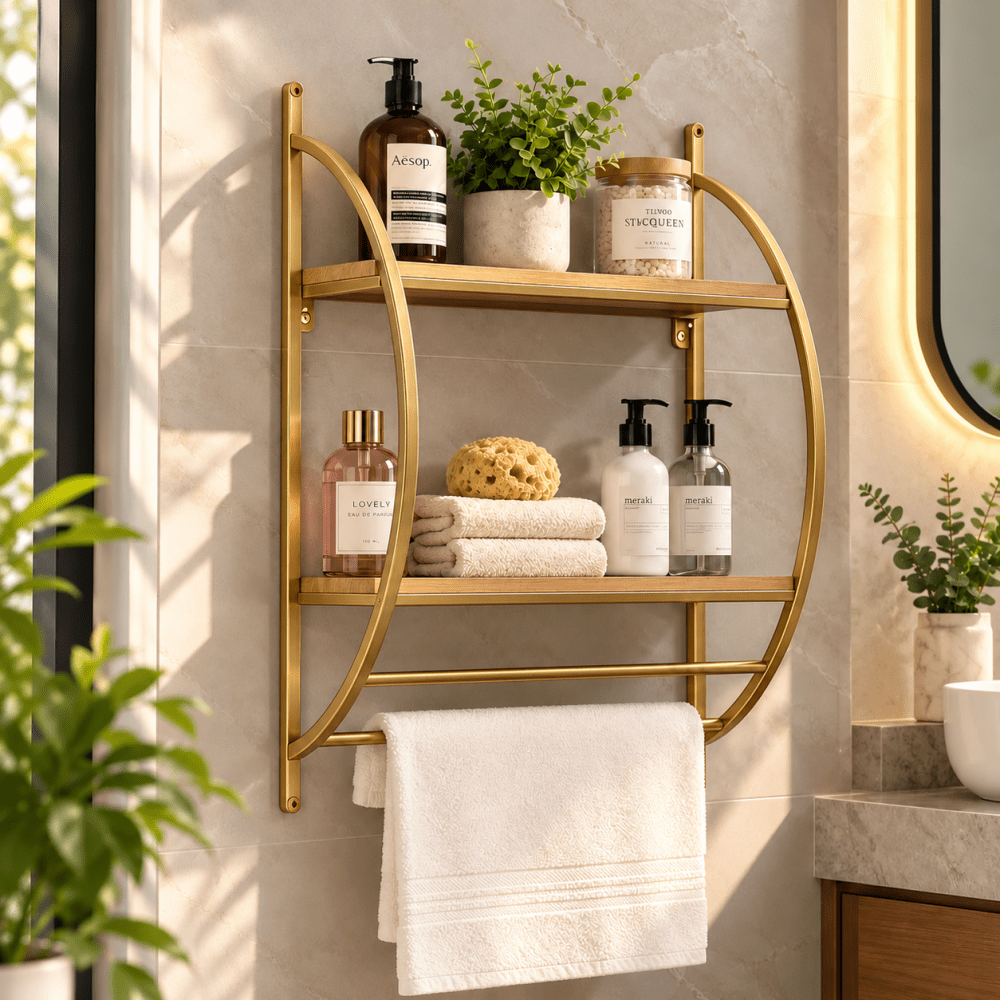 Double shelf towel rack D Shape - myhomestore.com.pk