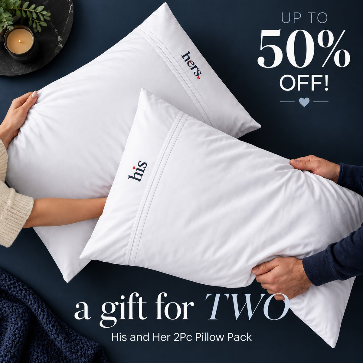 His & Her Embroidered Pillow Covers