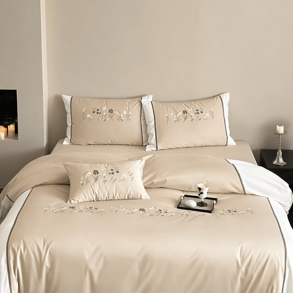 Early Summer Ambiance Embroidery Duvet Set – Soft Duvet Cover - myhomestore.com.pk