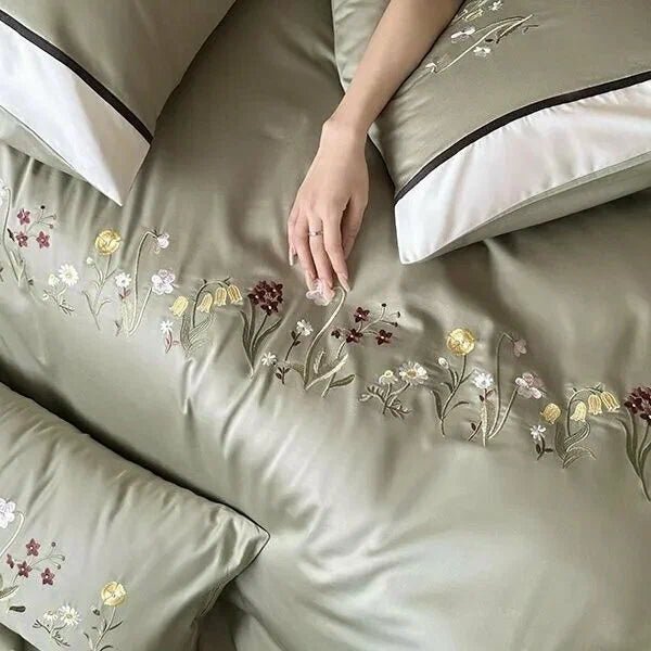 Early Summer Ambiance Embroidery Duvet Set – Soft Duvet Cover - myhomestore.com.pk