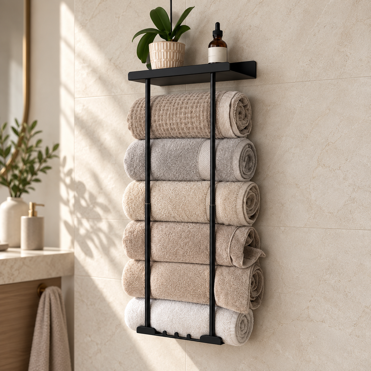 Wall-Mounted Metal Towel Storage Rack