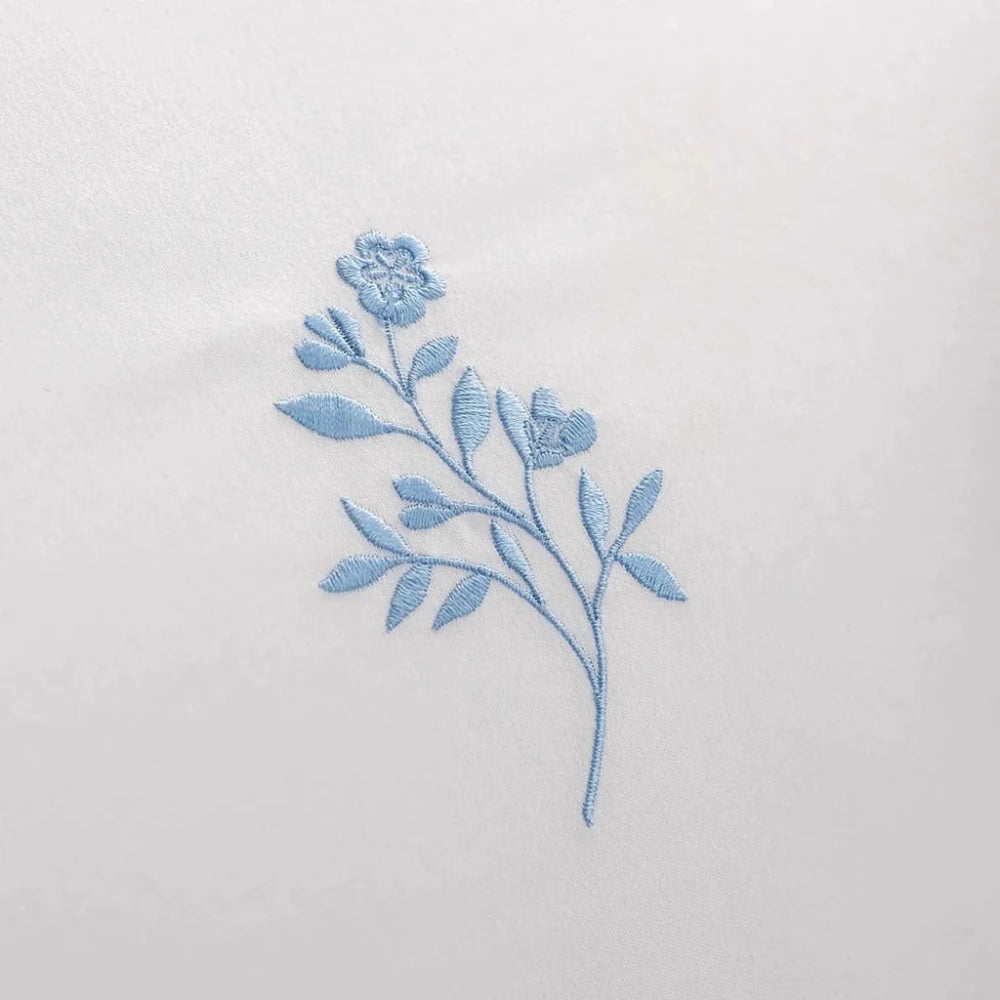 Elegant Blue Floral Embroidered Duvet Set - myhomestore.com.pk