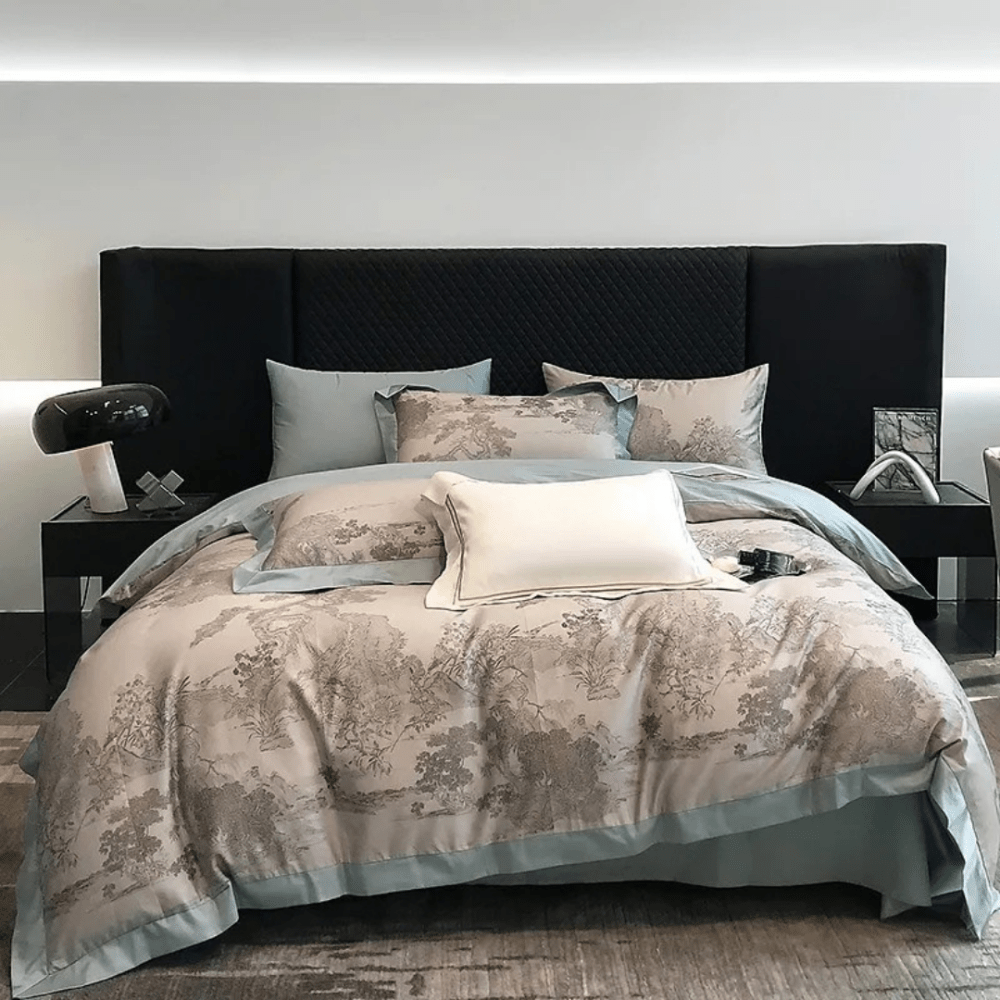 Elegant Pastoral Toile Printed Duvet Set - Western Style Printed Bedding - myhomestore.com.pk