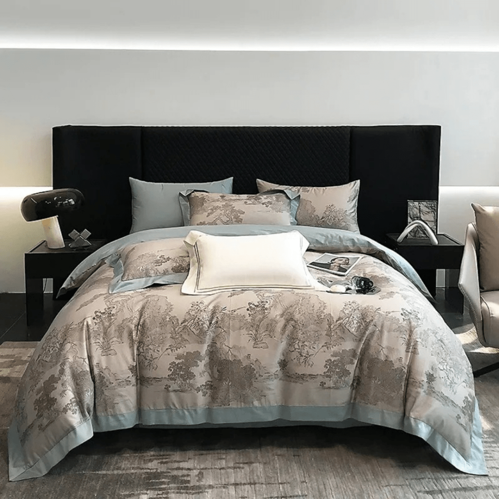 Elegant Pastoral Toile Printed Duvet Set - Western Style Printed Bedding - myhomestore.com.pk