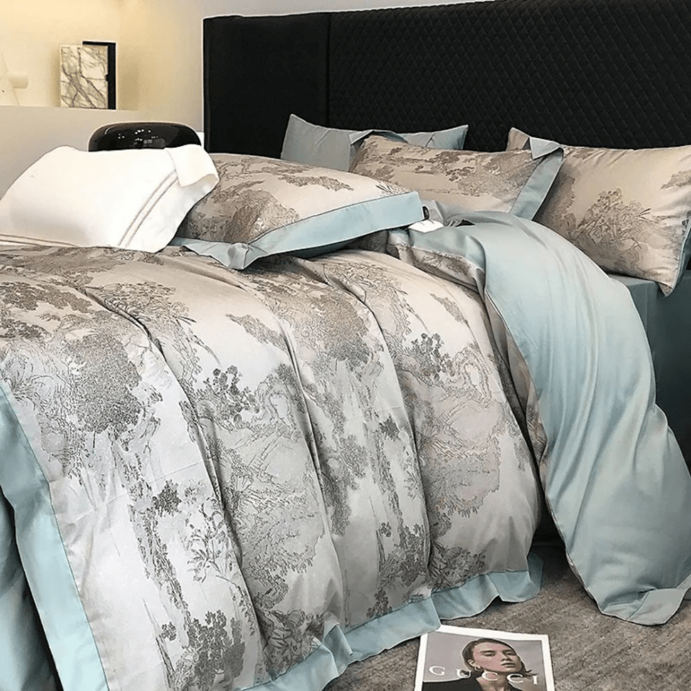 Elegant Pastoral Toile Printed Duvet Set - Western Style Printed Bedding - myhomestore.com.pk