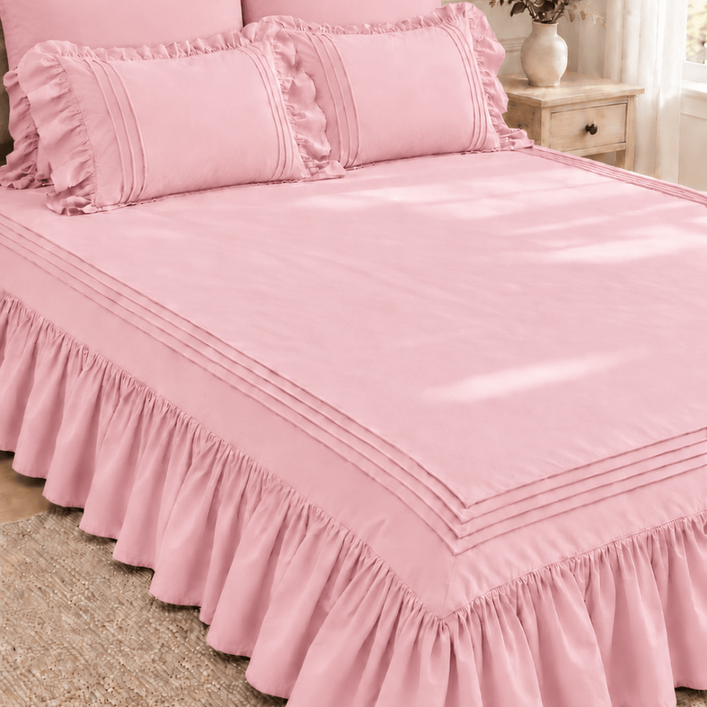 Elegant Triple Border Ruffled Duvet Set - myhomestore.com.pk