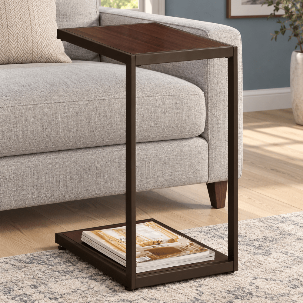 Ellie Contemporary Dark Brown Snack Side Table - myhomestore.com.pk