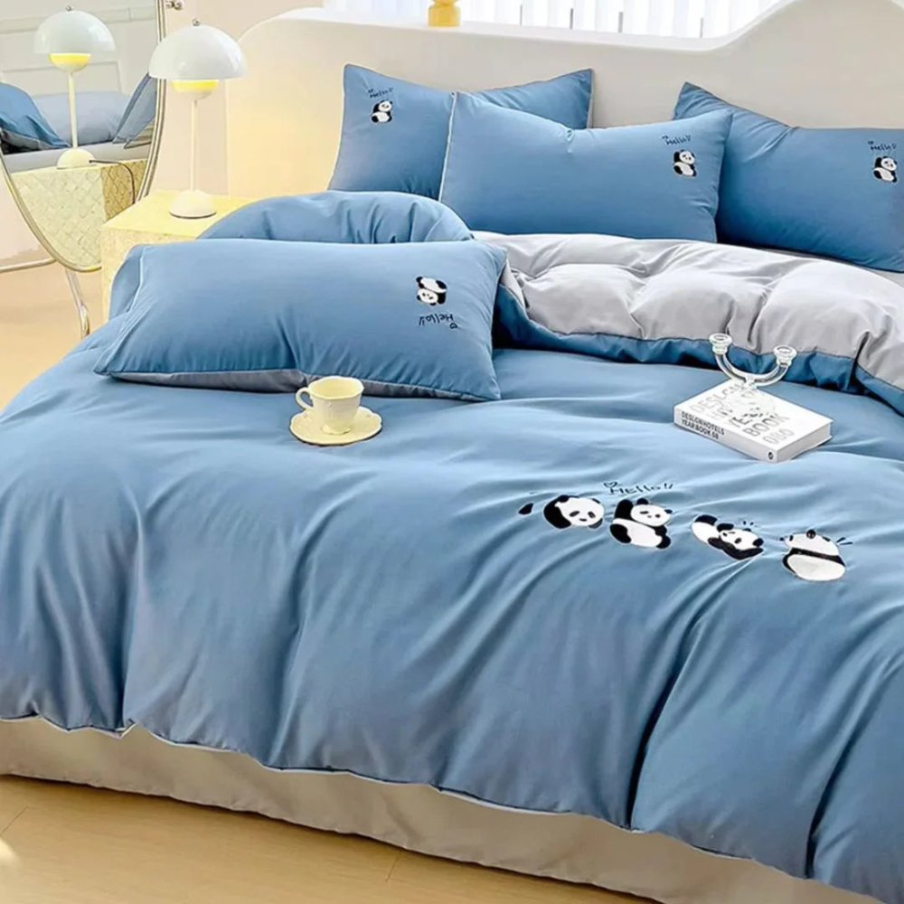 Embroidery Duvet Set( hello panda) - myhomestore.com.pk