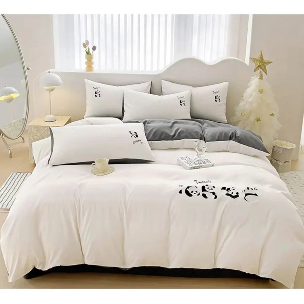 Embroidery Duvet Set( hello panda) - myhomestore.com.pk