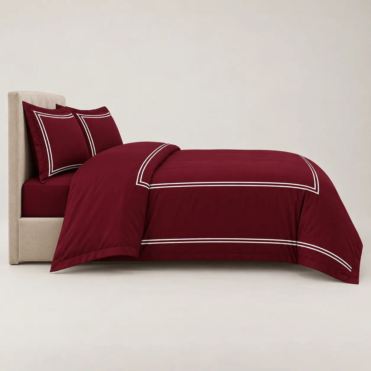 Baratta Comforter Set (Maroon with White Bratta Stitch)