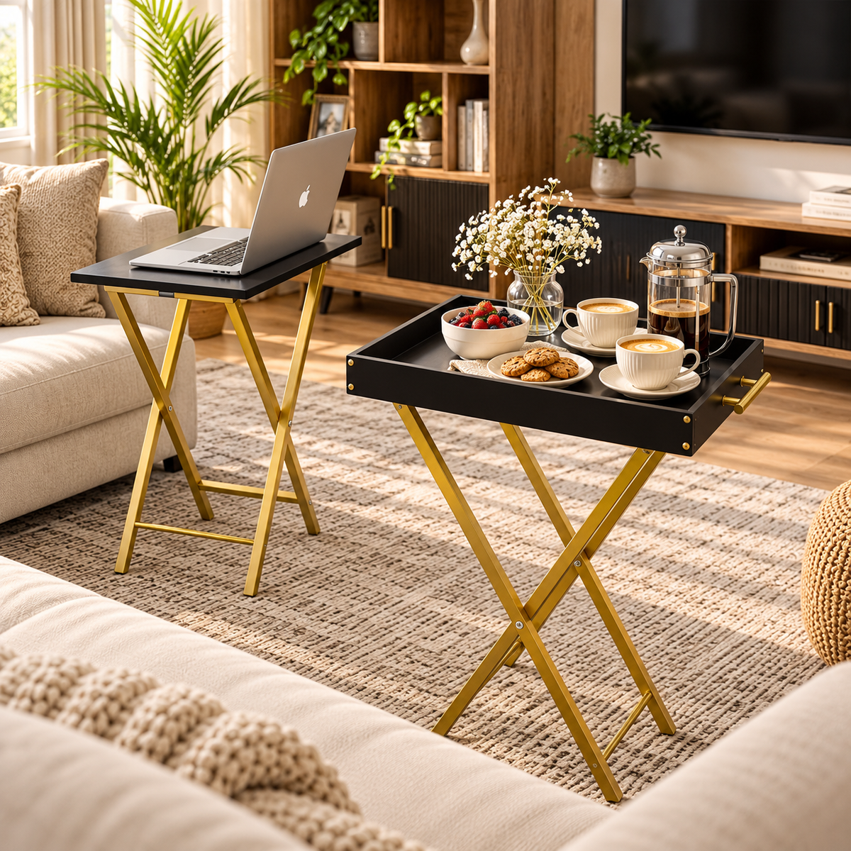 Folding Table with Removable Serving Tray