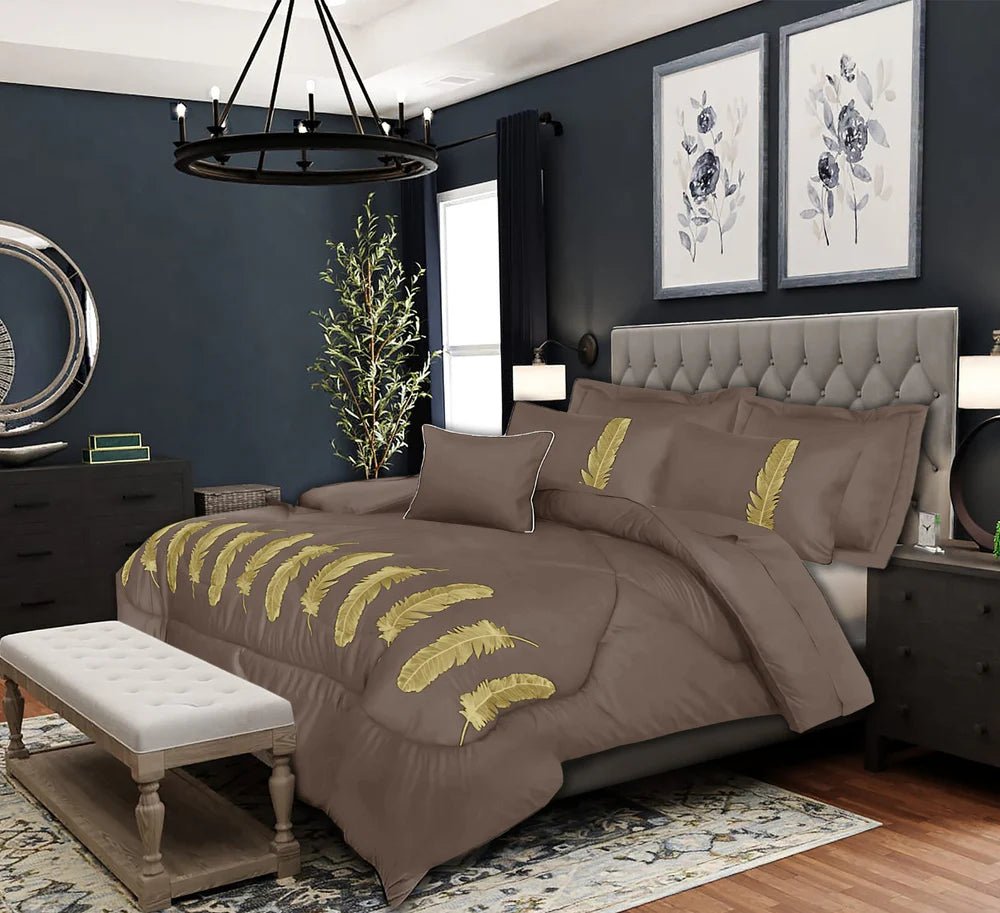 Feather Embroidered Duvet Set (king) - myhomestore.com.pk