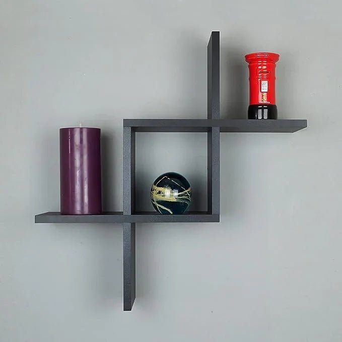 Floating Shelves Black Wall Mounted Cross Design - myhomestore.com.pk