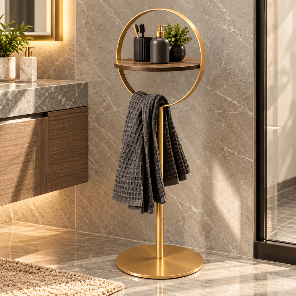 Floor Stand with Shelf and Towel Rack - myhomestore.com.pk