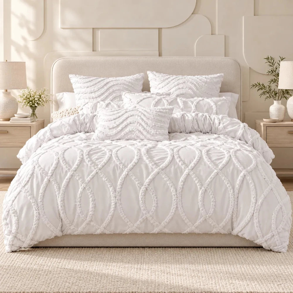 Floral Tufted Cotton Duvet Cover Set - myhomestore.com.pk