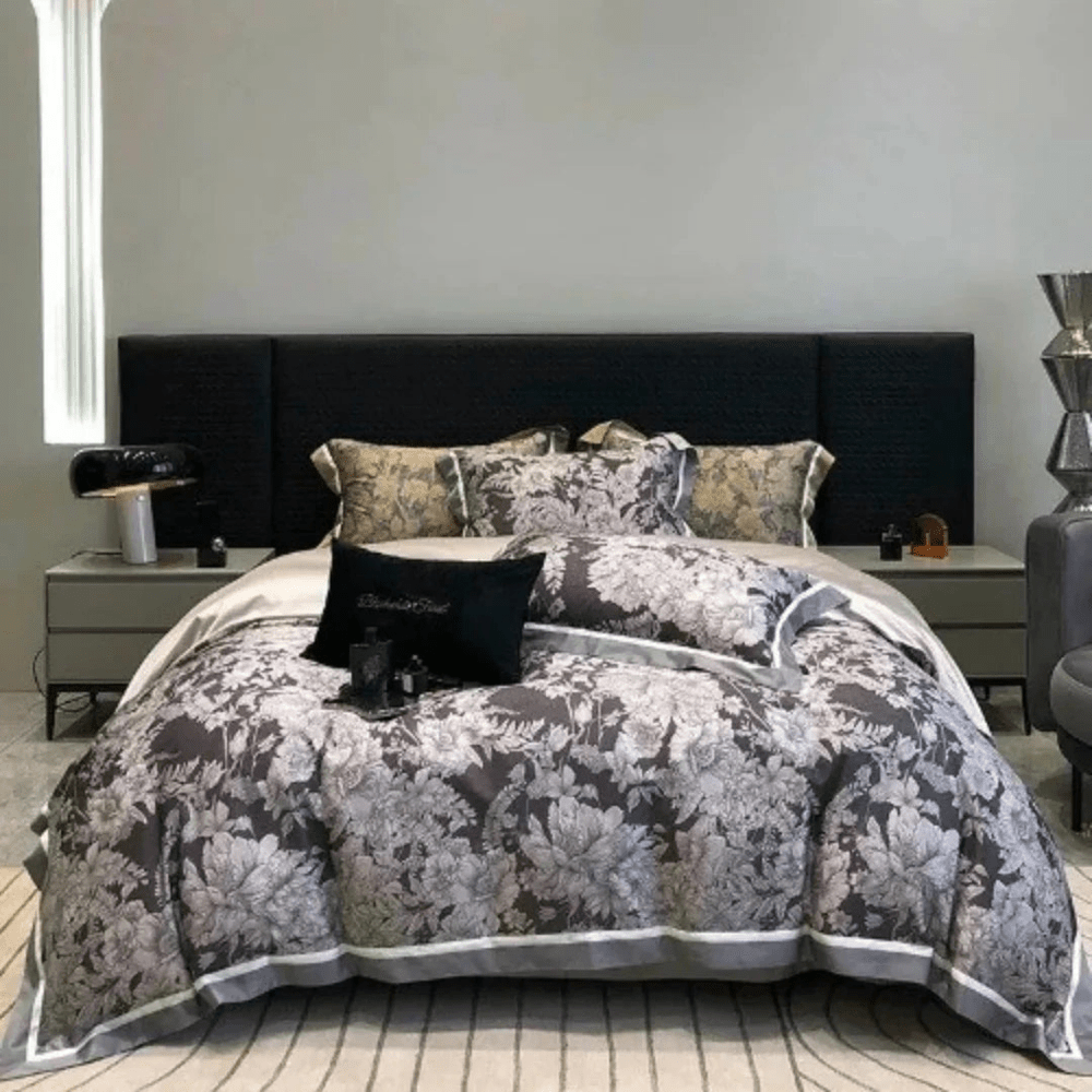 Flowers Leaves Soft Fabric Printed Bedding Duvet Set - myhomestore.com.pk