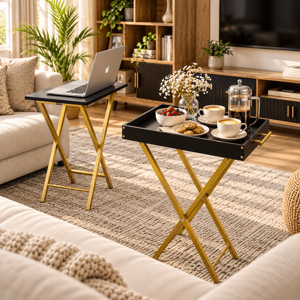 Folding Table with Removable Serving Tray - myhomestore.com.pk