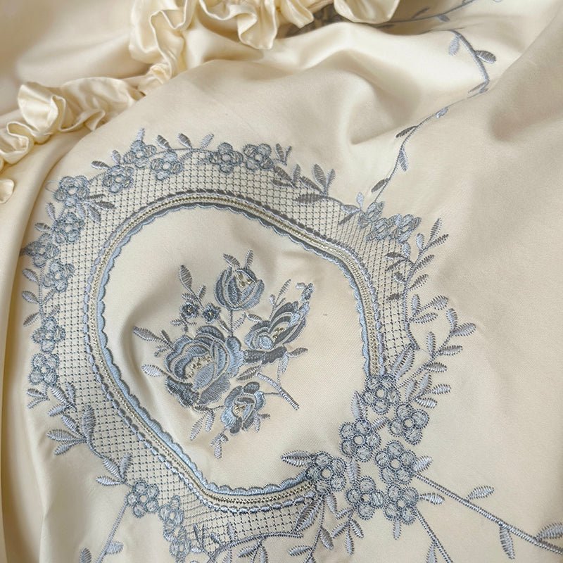 French Vintage Embroidery Duvet Set | Elegant Ruffle Bedding - myhomestore.com.pk