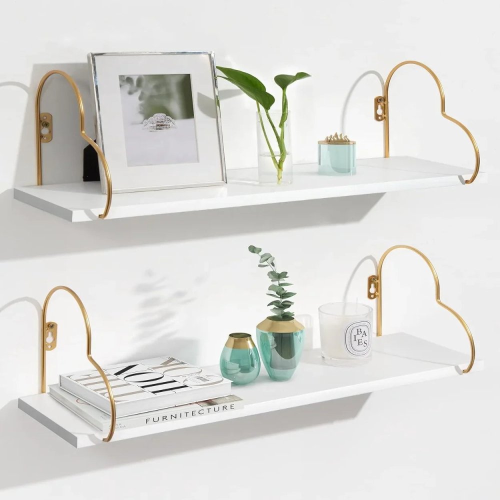 Golden Heart Floating Shelves (single) - myhomestore.com.pk