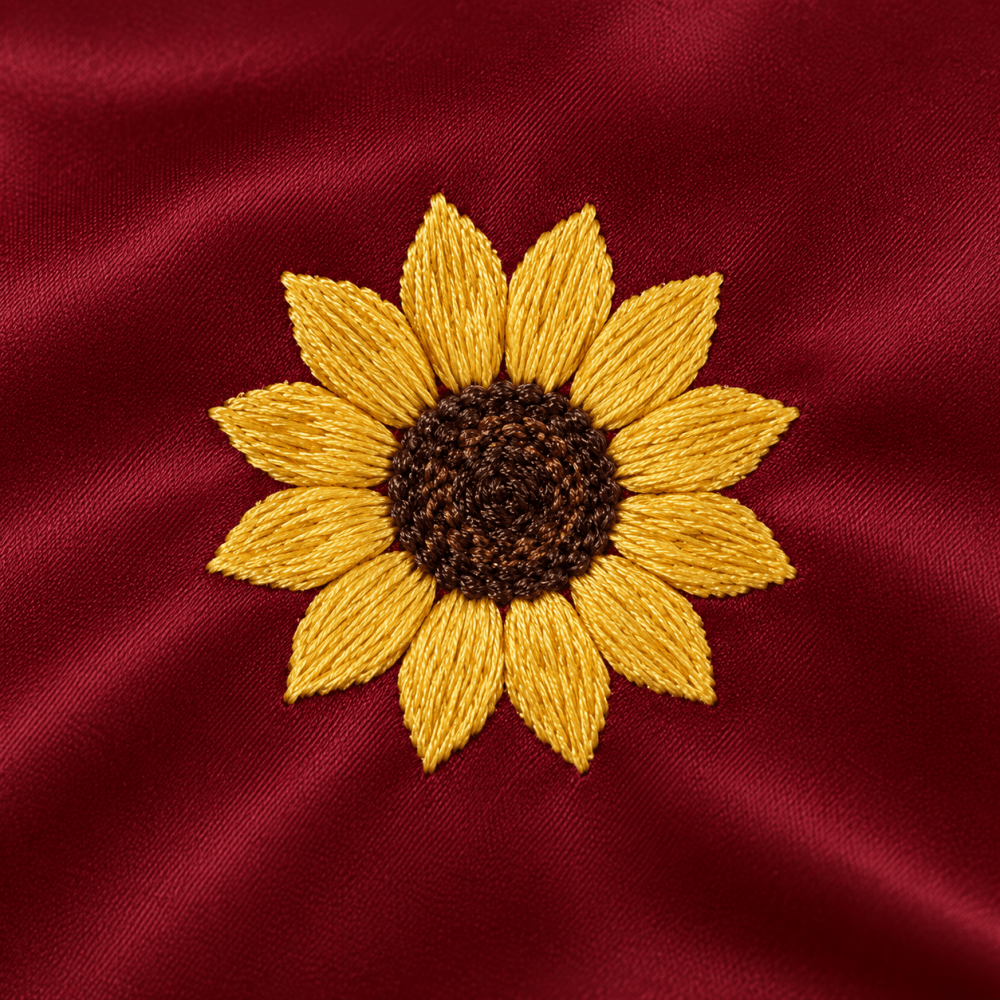 Golden Sunflower Maroon Embroidered Bedding Set - myhomestore.com.pk