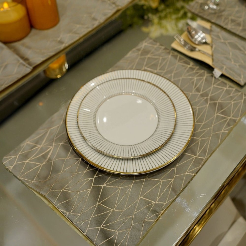 Grey Geometric Table Placemat Set - myhomestore.com.pk