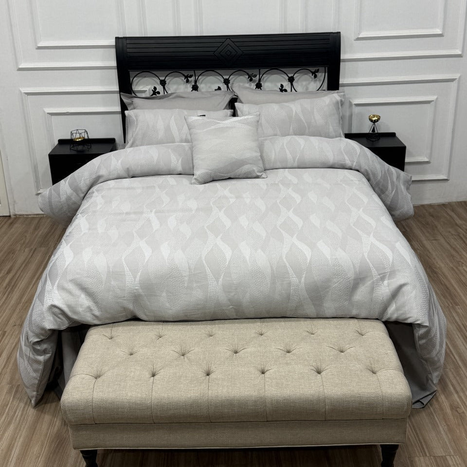 Grey Jacquard Duvet Set | Luxury Bedding - myhomestore.com.pk