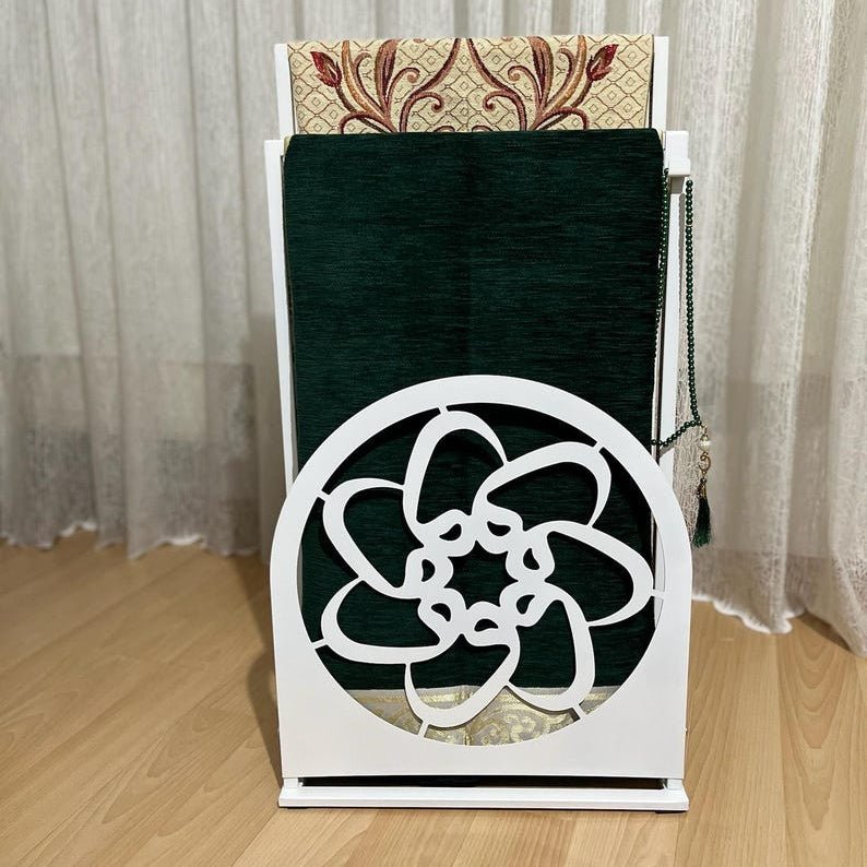 Handcrafted Metal Prayer Rug Stand with Floral Design - myhomestore.com.pk