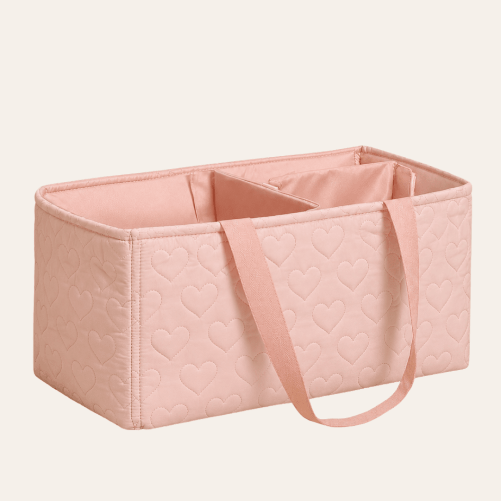 Heart Quilted Diaper Caddy Bag | Baby Nursery Storage Organizer - myhomestore.com.pk