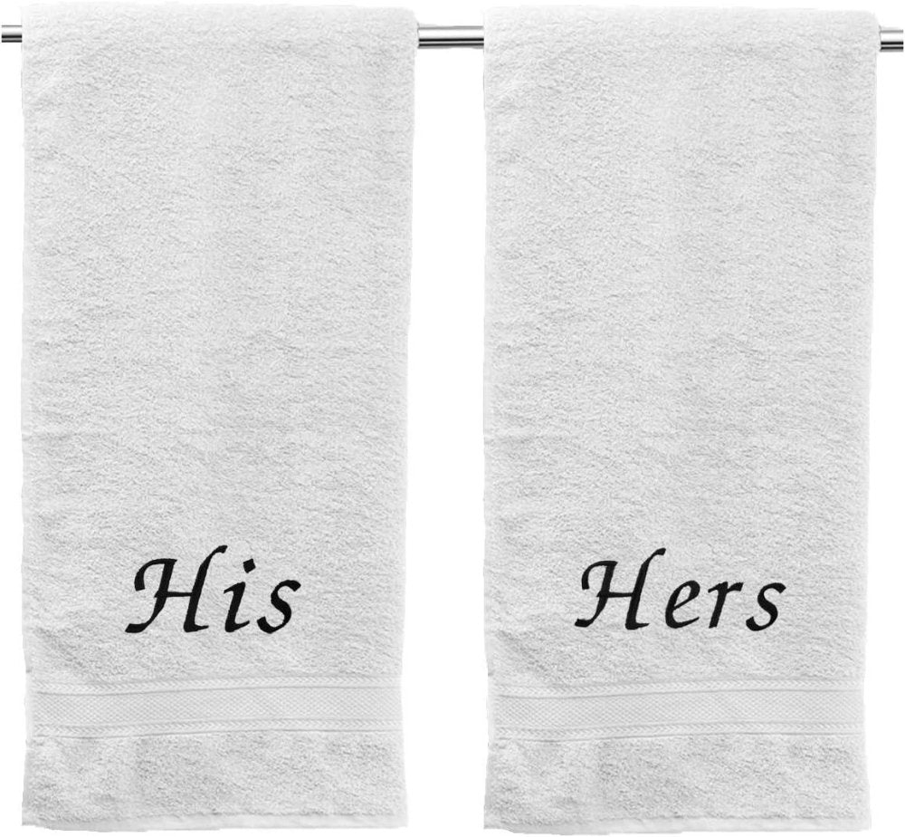 His & Hers Embroidered Cotton Bath Towels - myhomestore.com.pk