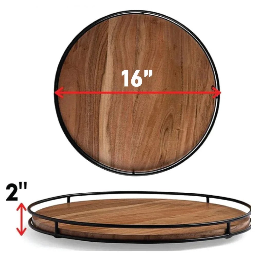 Kitchen Organizer Turntable with Metal Sides Serving Tray - myhomestore.com.pk