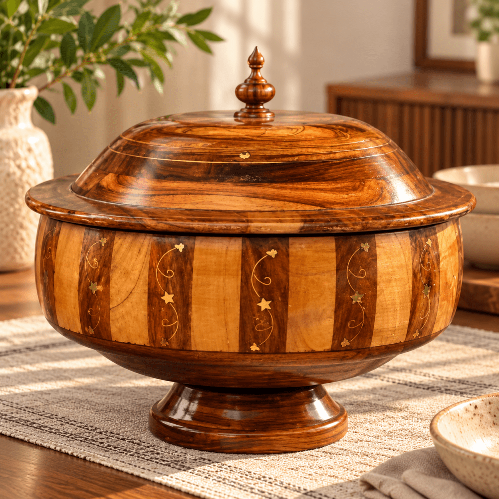 Large Wooden Tukri Hotpot - myhomestore.com.pk