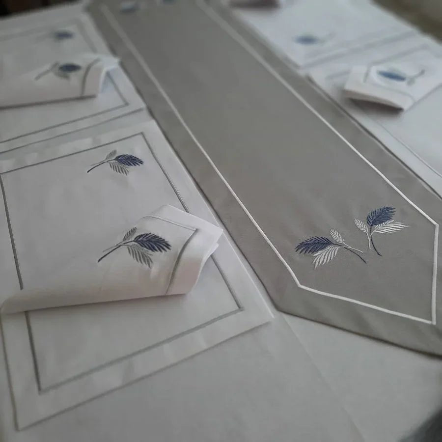 Leafy Embroidered Table Runner Set - myhomestore.com.pk